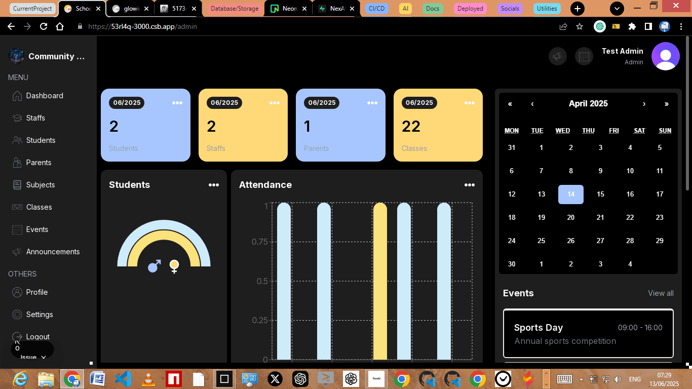 School Control Dashboard